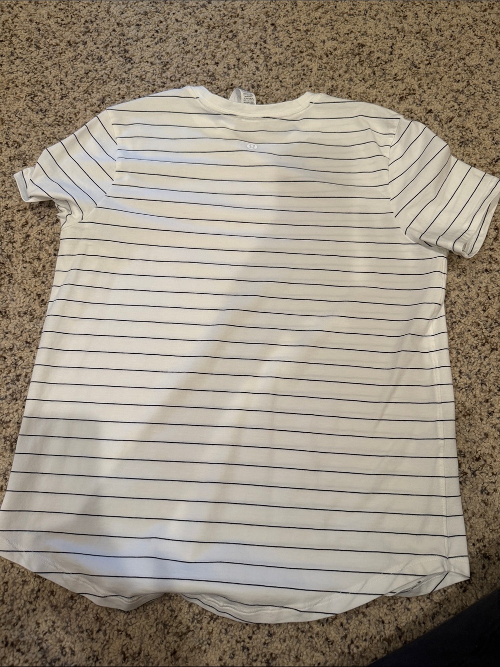 Lululemon White Tee with Thin Black Stripes - Picture 3 of 4